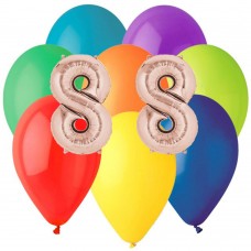 PACHET 50 BALOANE HELIU LATEX 26 CM CU LITERA SI CIFRA